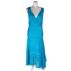 Added Dimensions Dress for Catherines Size 1X Blue Boho Hippie Midi Maxi